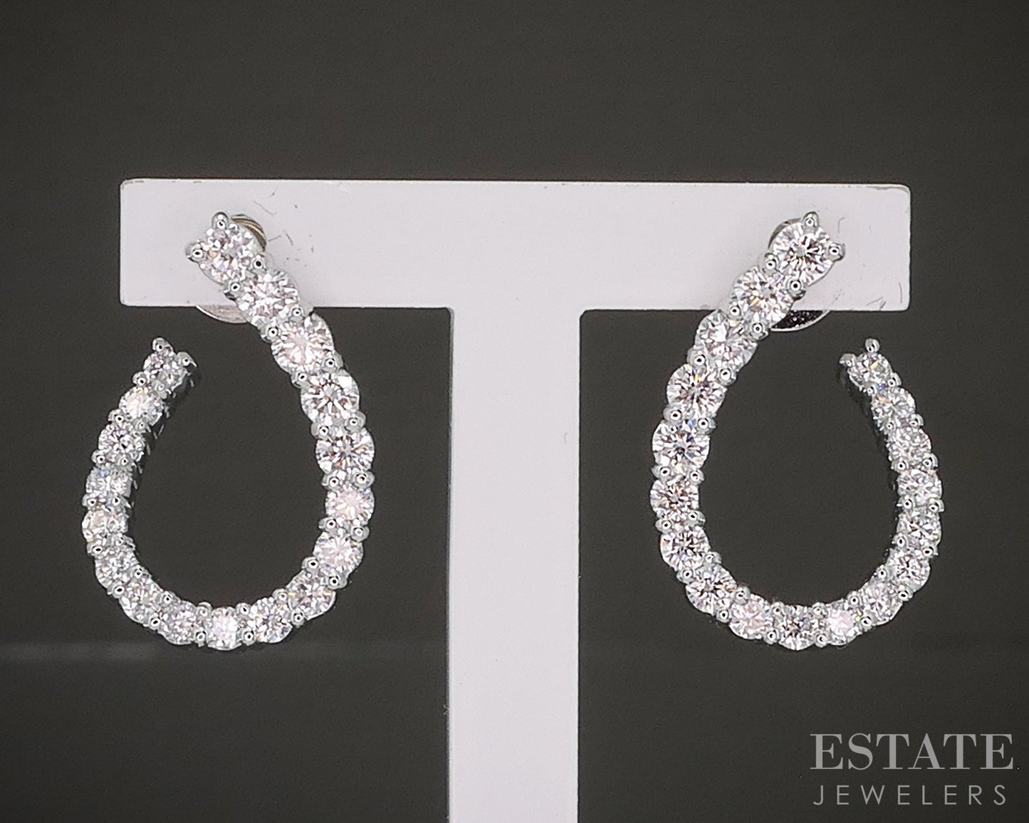 10k White Gold Lab Diamond I/O Swirl Stud Earrings p22464