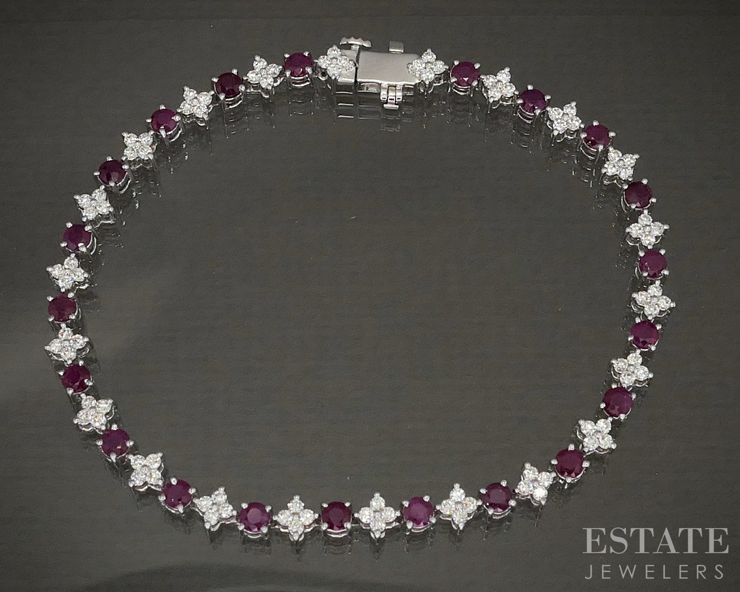 10k White Gold Ruby & Lab Diamond Tennis Bracelet p22455