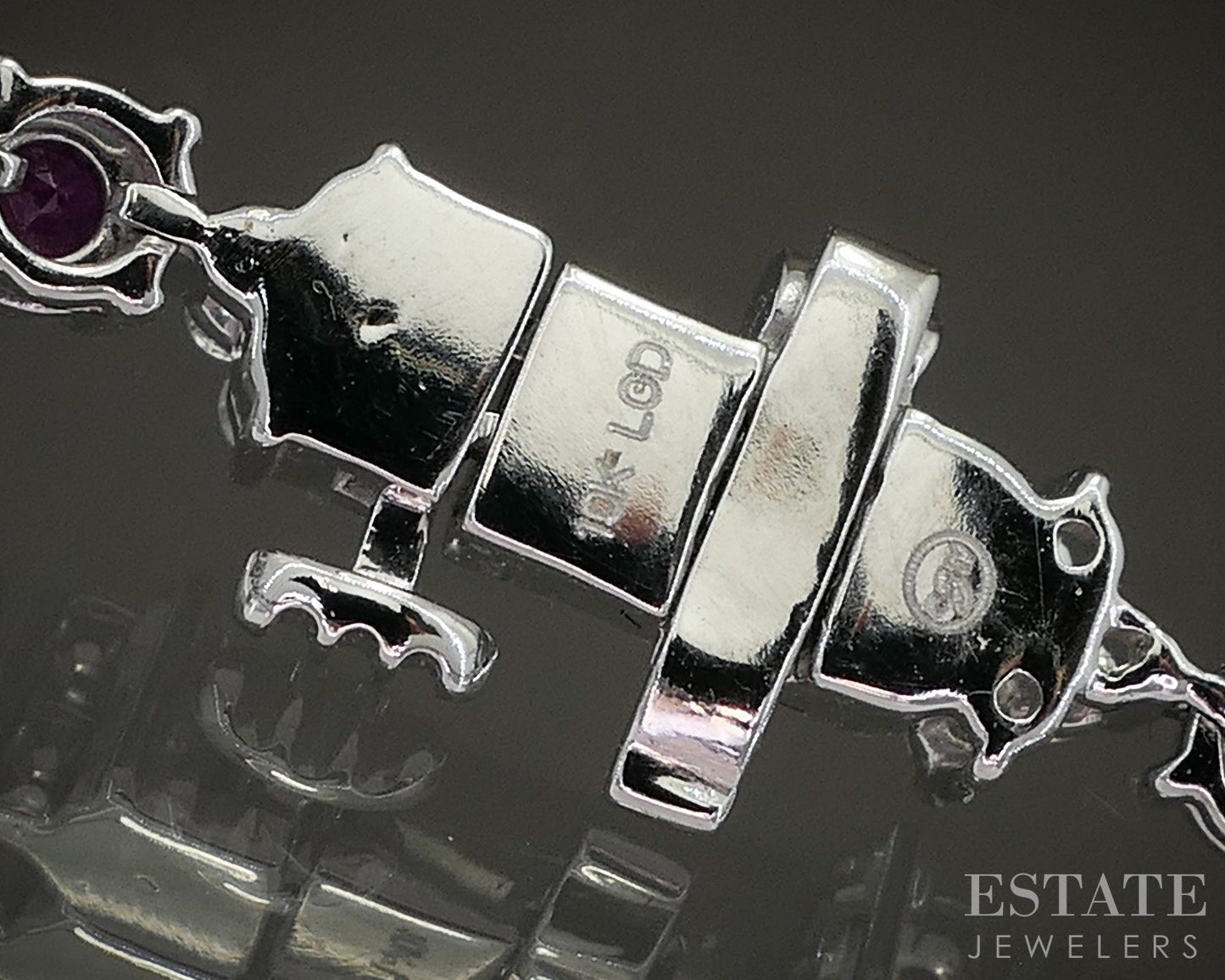 10k White Gold Ruby & Lab Diamond Tennis Bracelet p22455