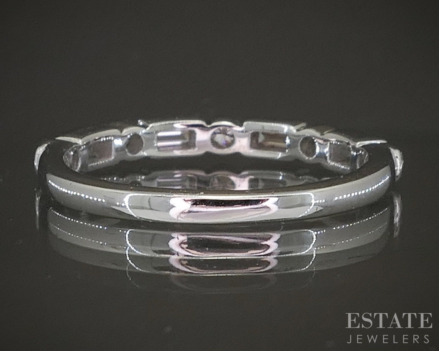 14k White Gold .30ctw Round & Baguette Diamond Wedding Band p22558
