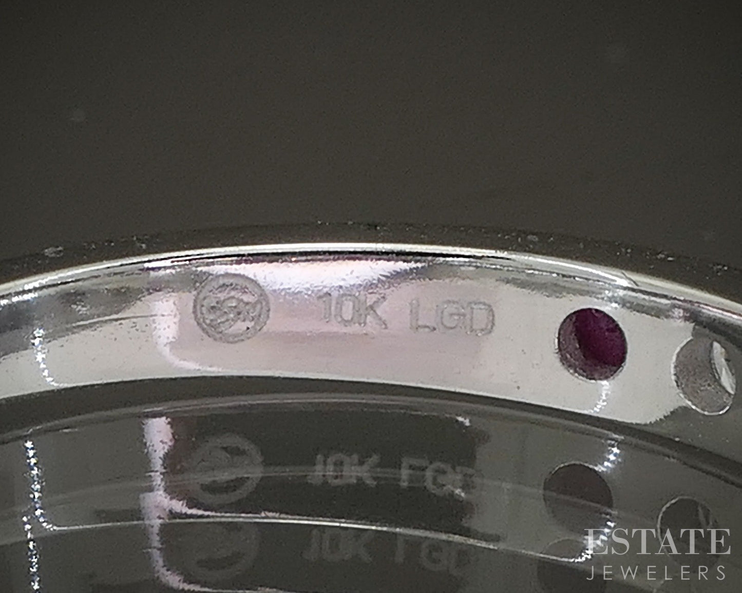 10k White Gold Natural Ruby & Lab Diamond Band Ring p22534