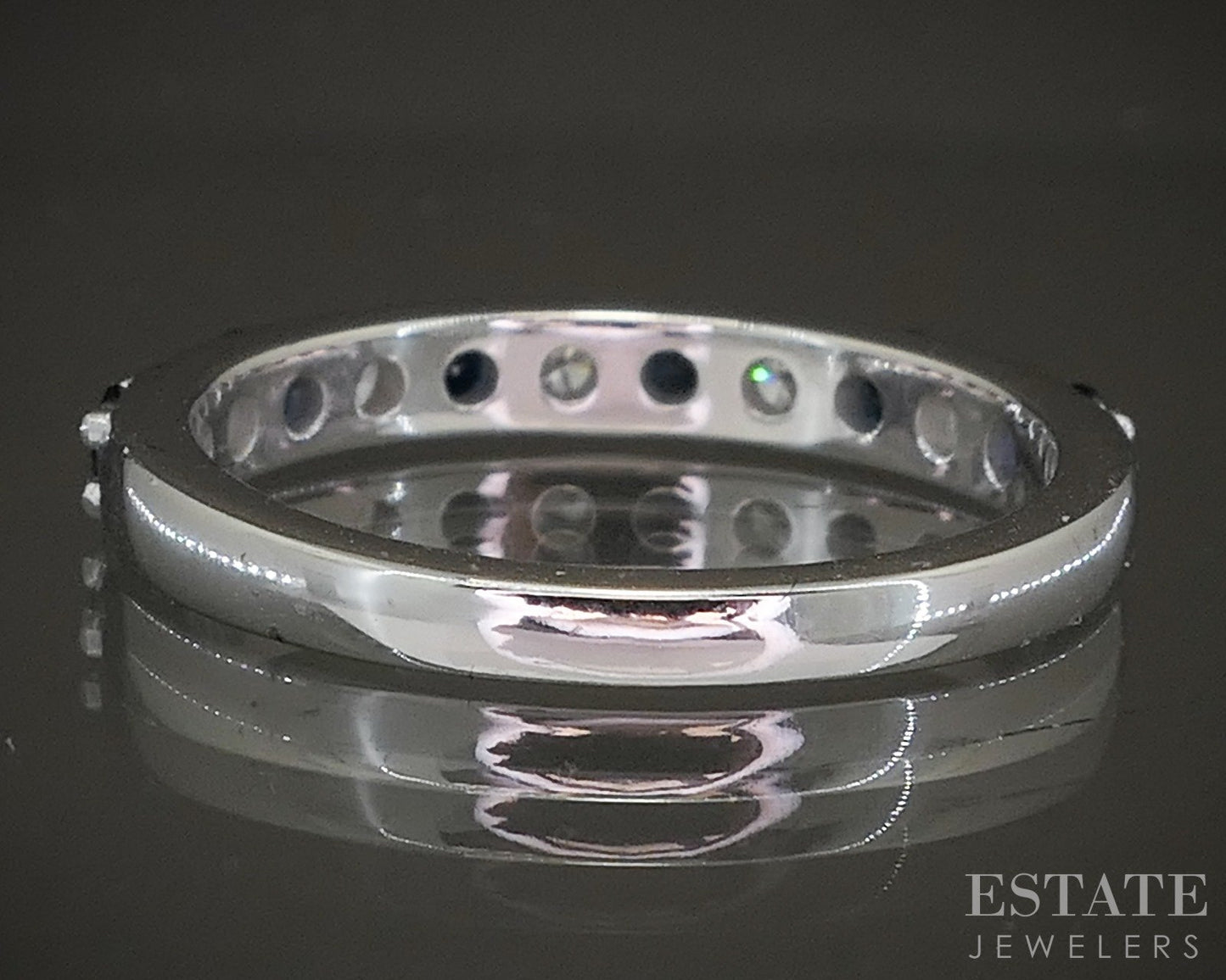10k White Gold Natural Blue Sapphire & Lab Diamond Band Ring p22535