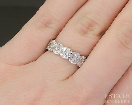 10K White Gold 1.41ctw Lab Diamond Pave Band Ring p22526