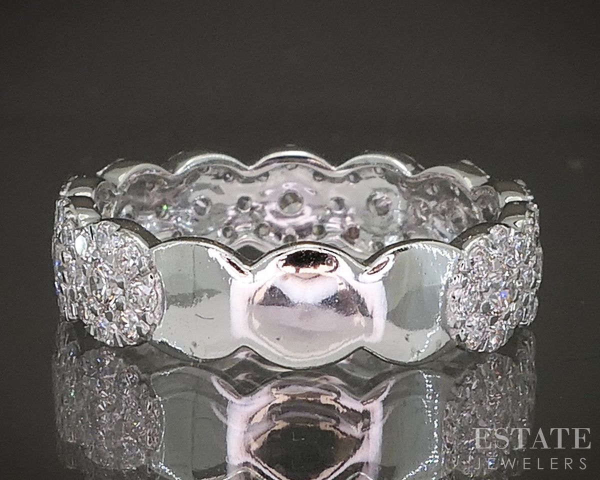 10K White Gold 1.41ctw Lab Diamond Pave Band Ring p22526