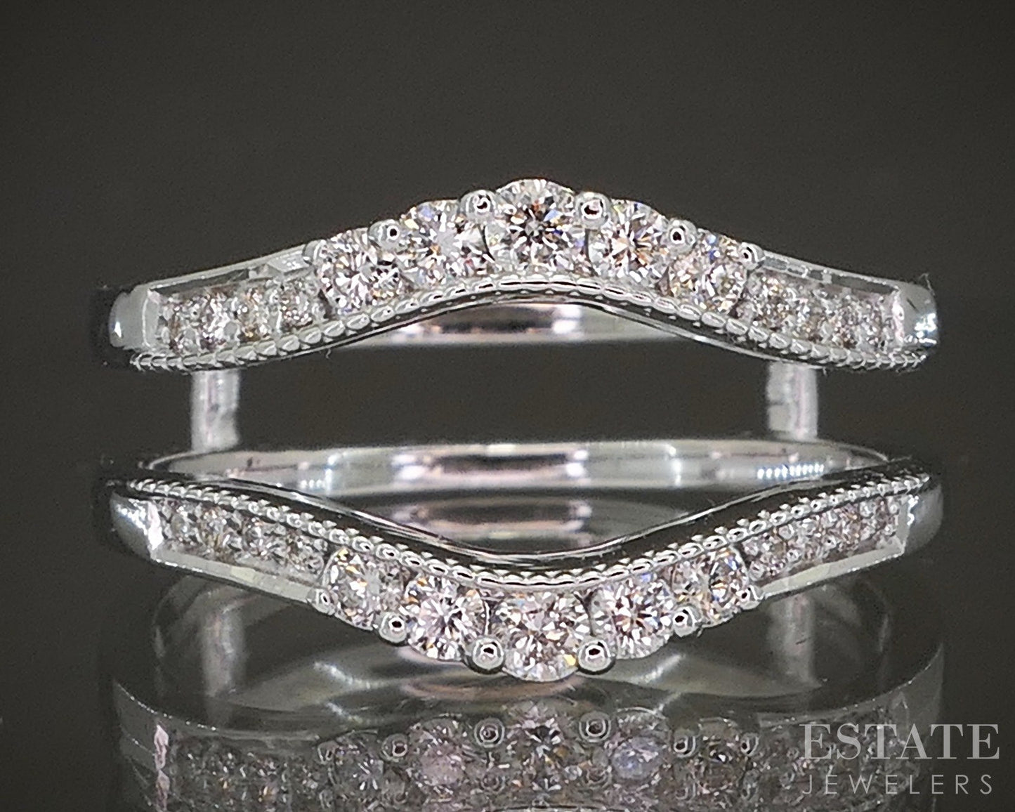 14k White Gold .33ctw Natural Diamond Ring Jacket Guard p22544