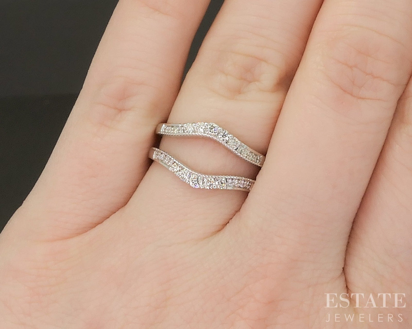 14k White Gold .33ctw Natural Diamond Ring Jacket Guard p22544