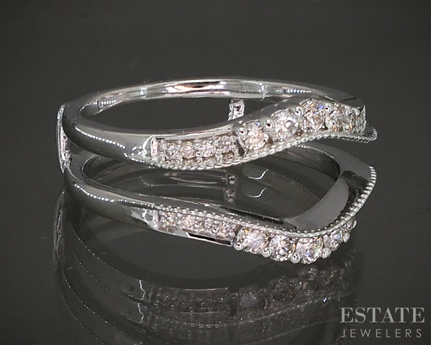 14k White Gold .33ctw Natural Diamond Ring Jacket Guard p22544