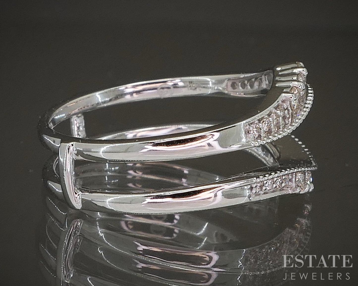 14k White Gold .33ctw Natural Diamond Ring Jacket Guard p22544