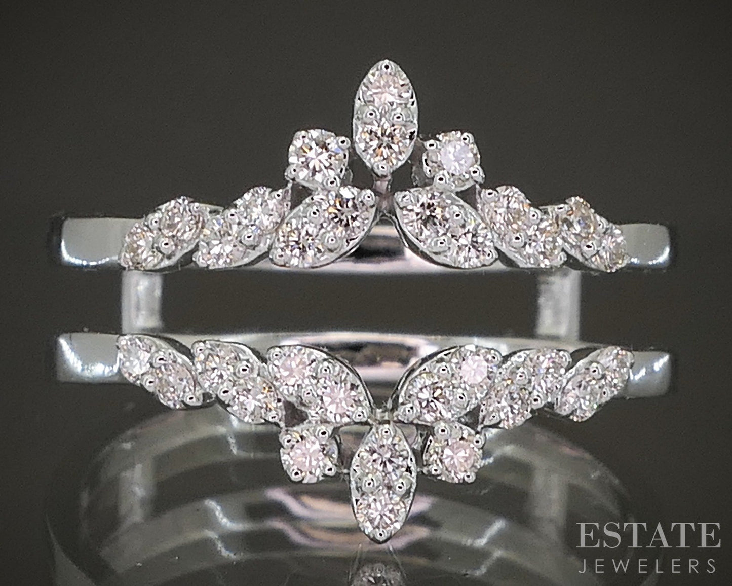 14k White Gold .33ctw Natural Diamond Ring Jacket Guard p22542