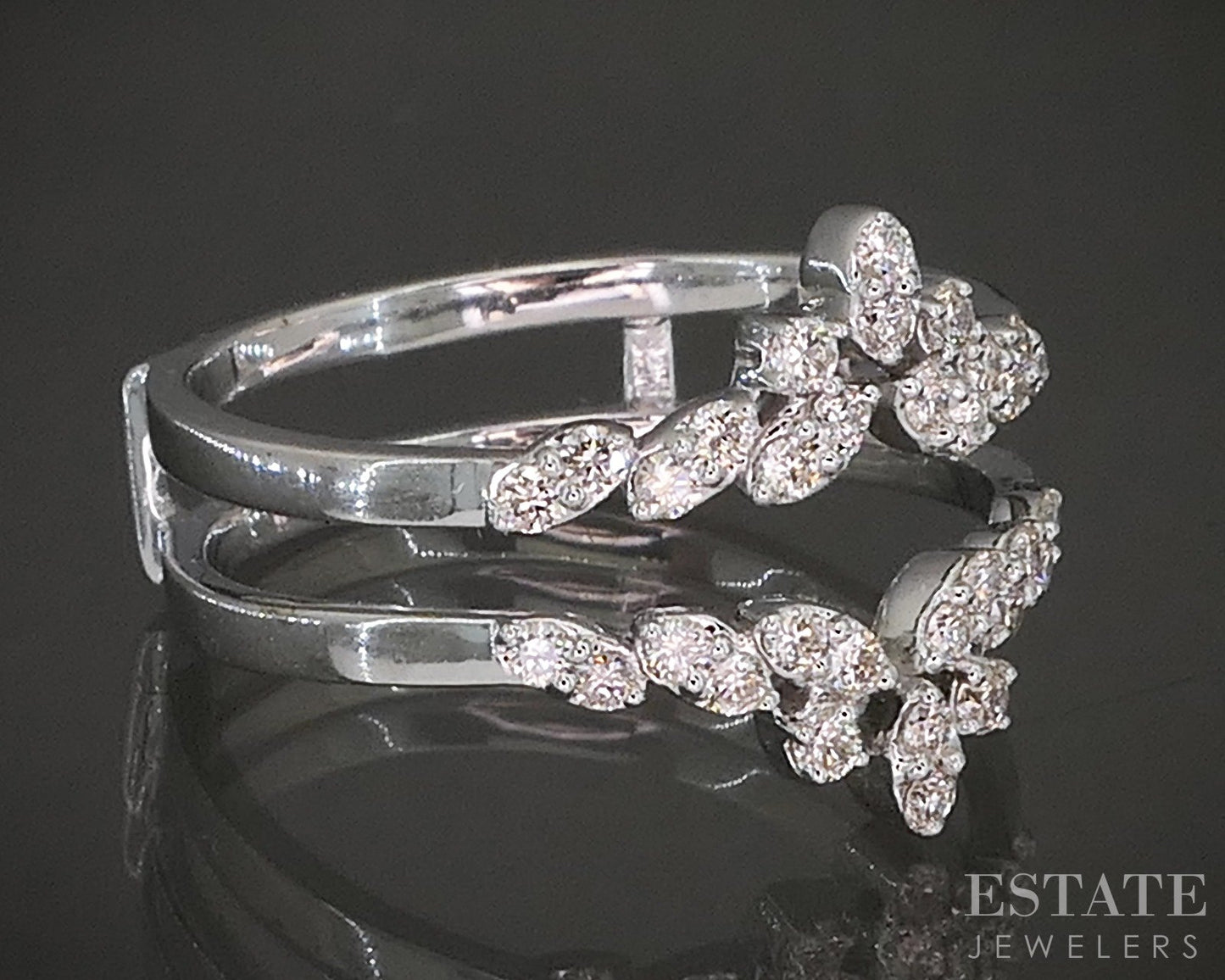 14k White Gold .33ctw Natural Diamond Ring Jacket Guard p22542