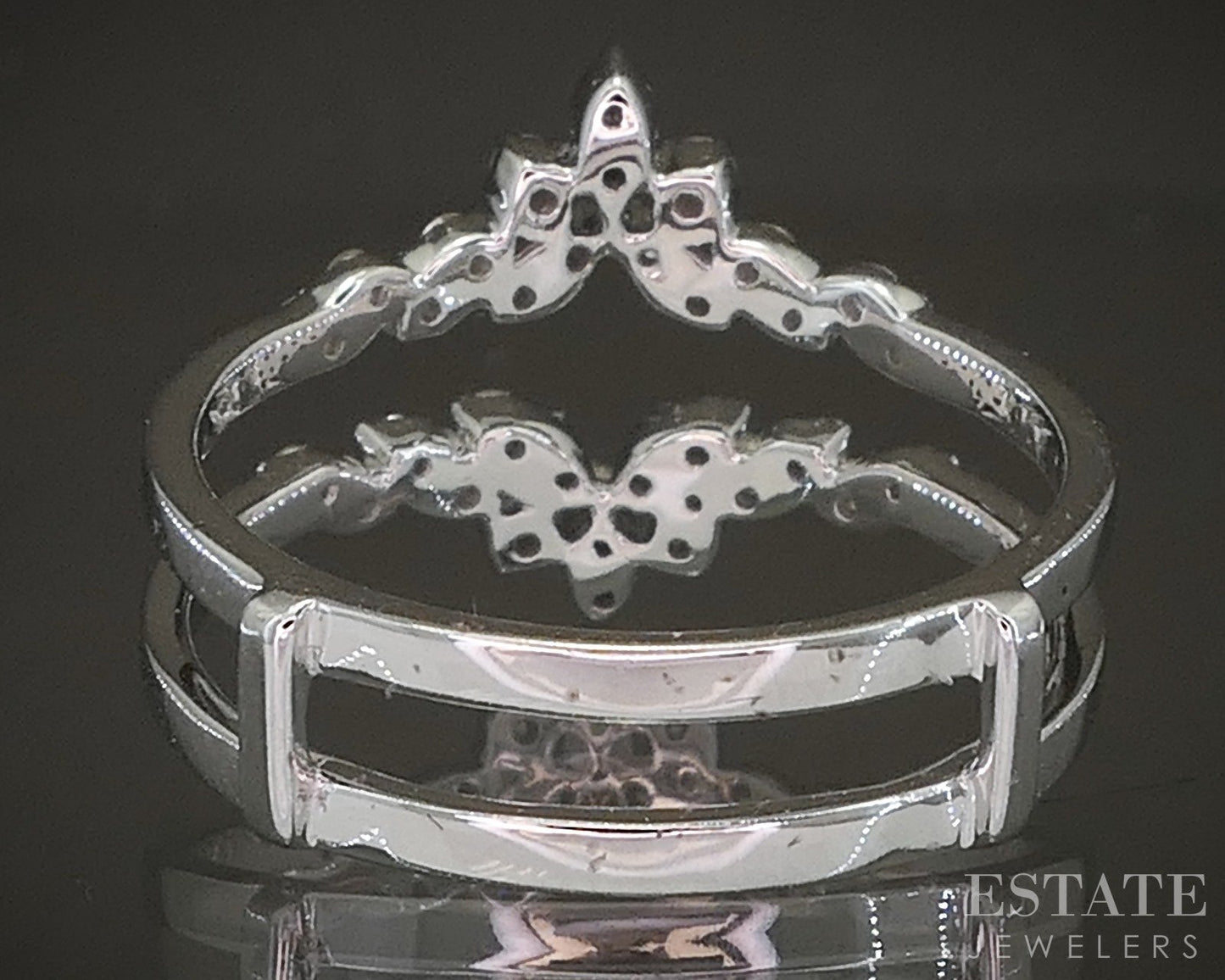 14k White Gold .33ctw Natural Diamond Ring Jacket Guard p22542