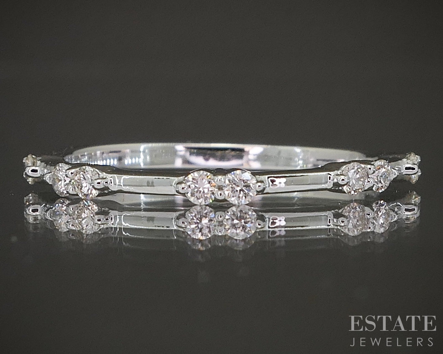 14k White Gold .14ctw Natural Diamond Stackable Band Ring p22560