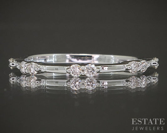 14k White Gold .14ctw Natural Diamond Stackable Band Ring p22560