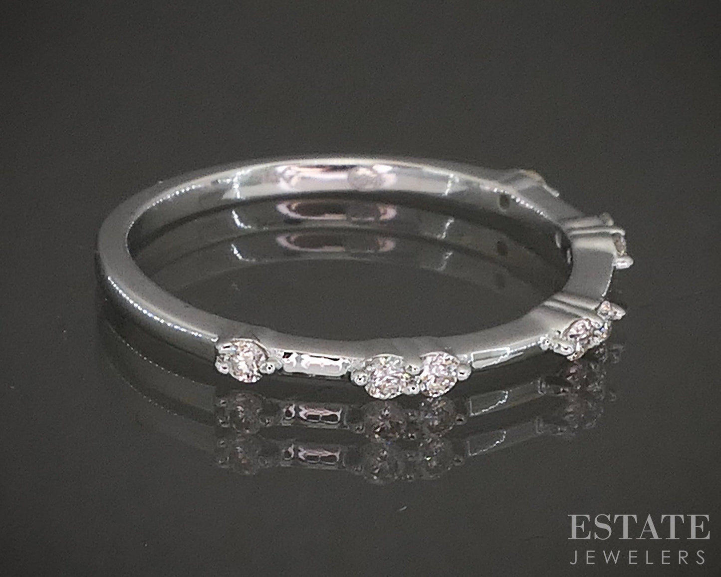 14k White Gold .14ctw Natural Diamond Stackable Band Ring p22560