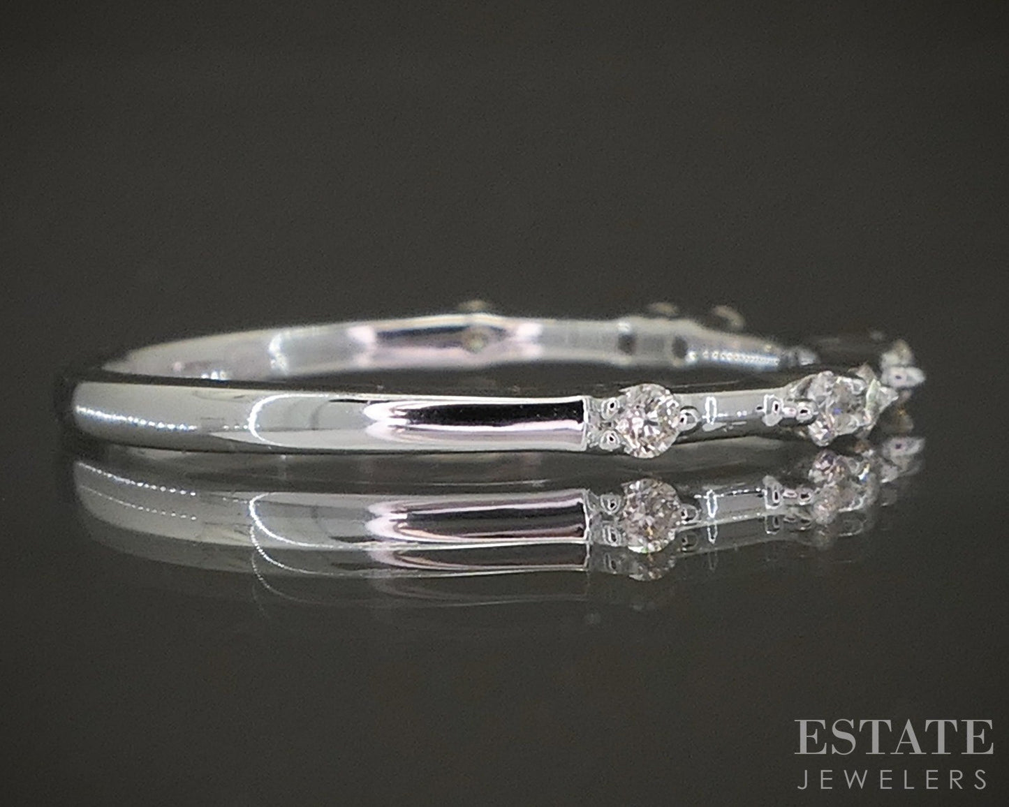 14k White Gold .14ctw Natural Diamond Stackable Band Ring p22560