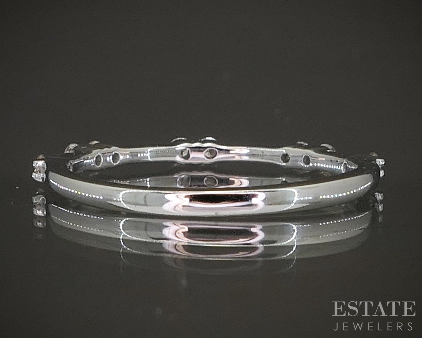 14k White Gold .14ctw Natural Diamond Stackable Band Ring p22560