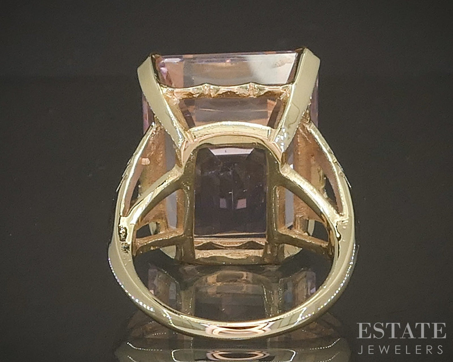 10k Yellow Gold Emerald 30ct Natural Morganite Solitaire Ring 14.9g p18600