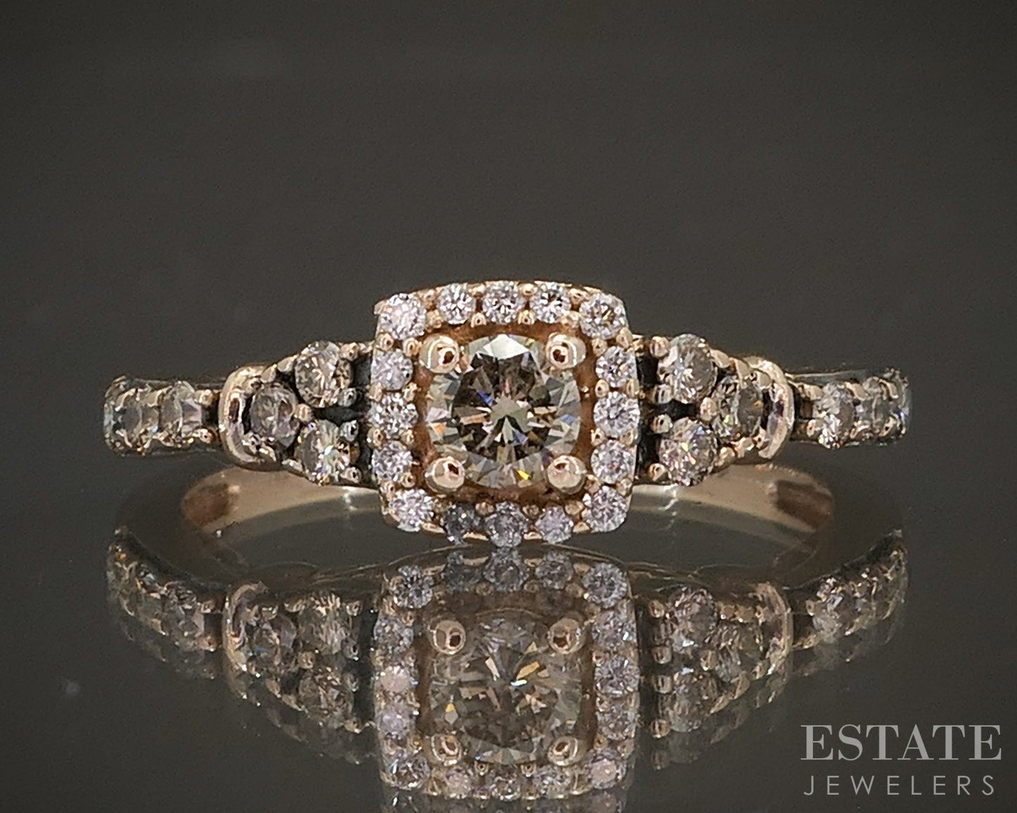 14k Strawberry Gold LeVian Natural .42ctw Diamond Engagement Ring 2.7g p18594