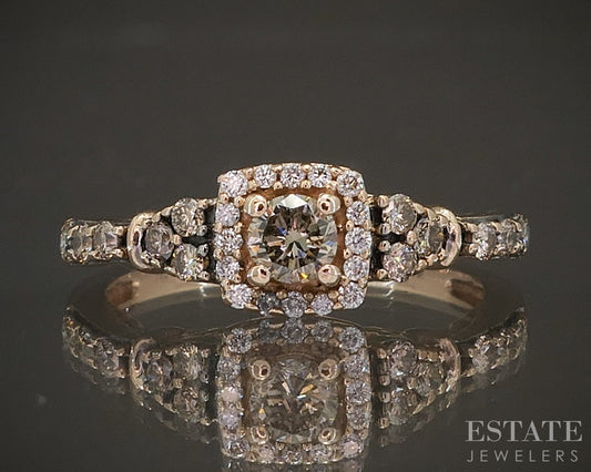 14k Strawberry Gold LeVian Natural .42ctw Diamond Engagement Ring 2.7g p18594