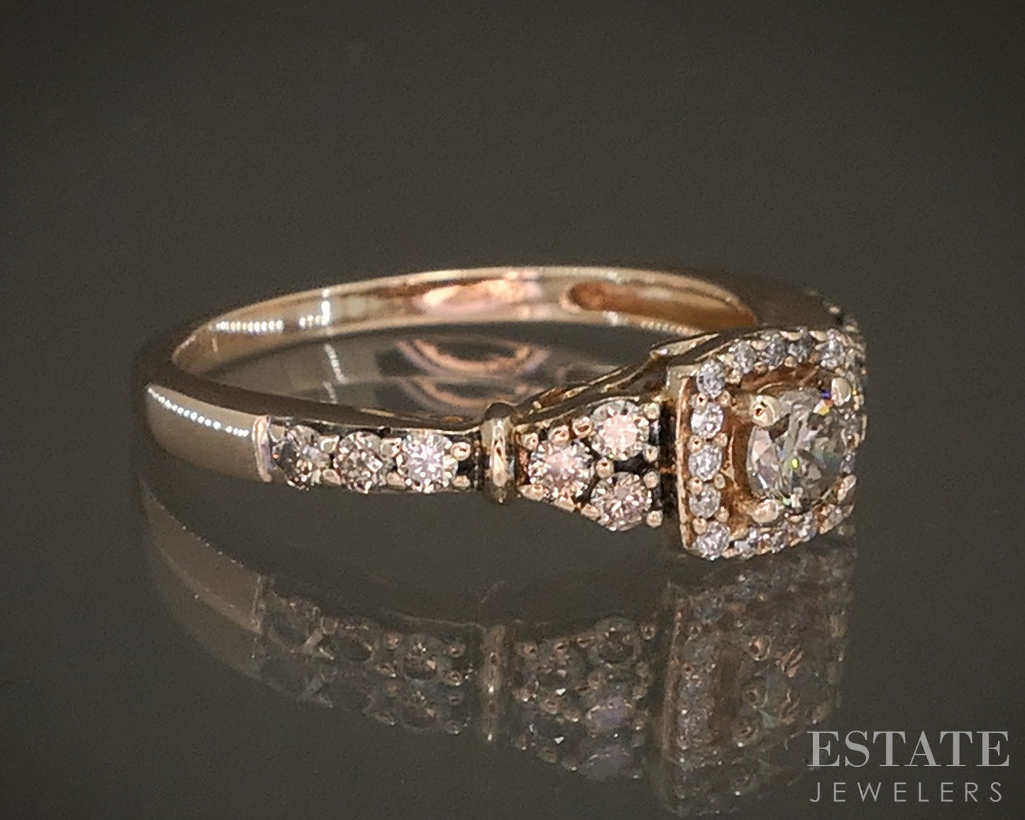 14k Strawberry Gold LeVian Natural .42ctw Diamond Engagement Ring 2.7g p18594