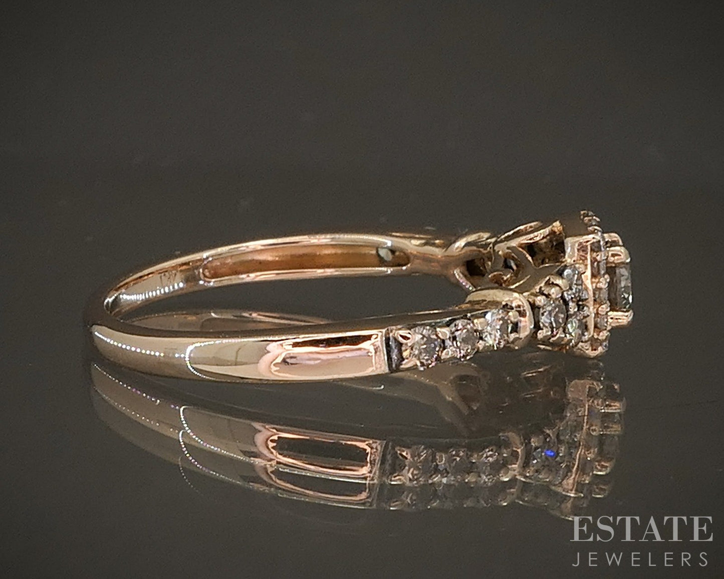 14k Strawberry Gold LeVian Natural .42ctw Diamond Engagement Ring 2.7g p18594