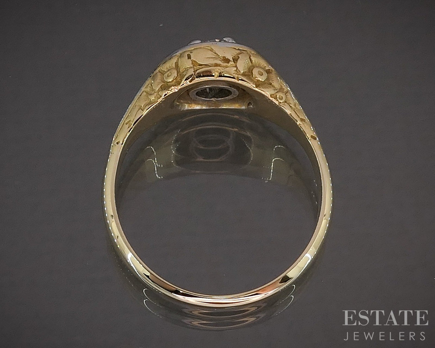 Vintage 14k Two Tone Gold OEC Natural .47ct Diamond Solitaire Ring 6.8g p18607