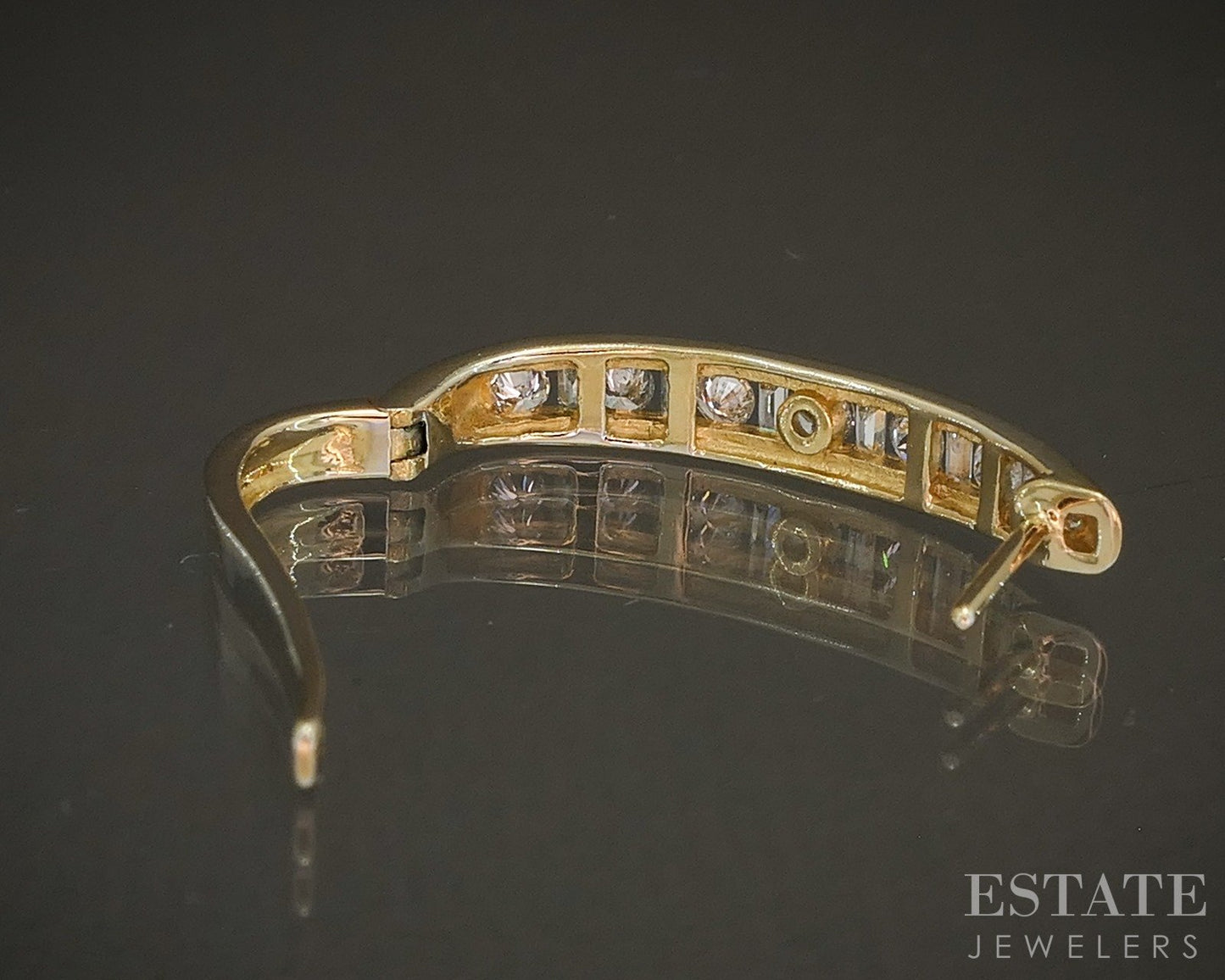 14k Yellow Gold Natural .87ctw Diamond Hoop Ladies Earrings 5.7g p85931