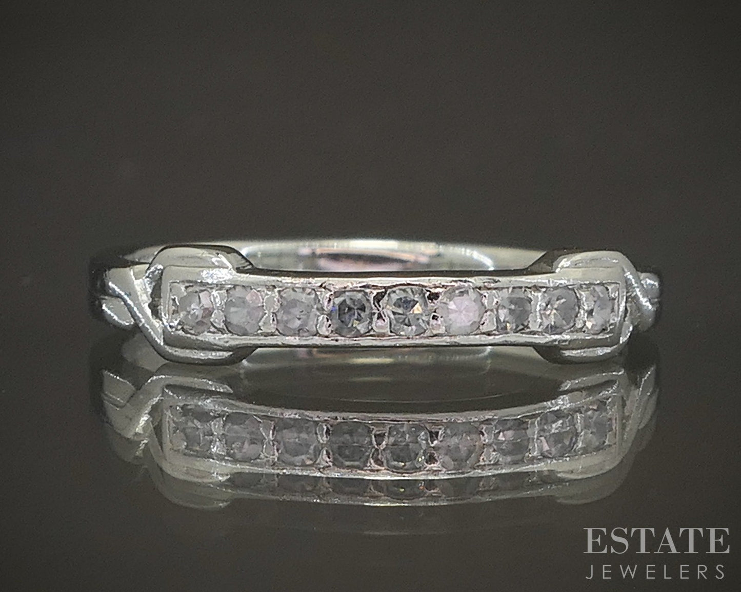 Antique Platinum Single Cut Natural .09ctw Diamond Ladies Wedding Band p18473