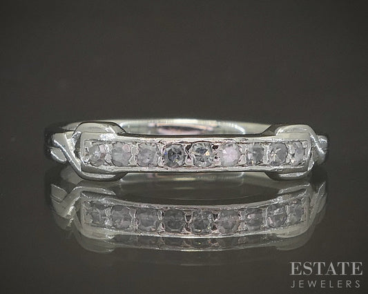Antique Platinum Single Cut Natural .09ctw Diamond Ladies Wedding Band p18473