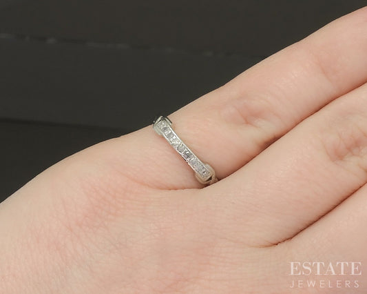 Antique Platinum Single Cut Natural .09ctw Diamond Ladies Wedding Band p18473