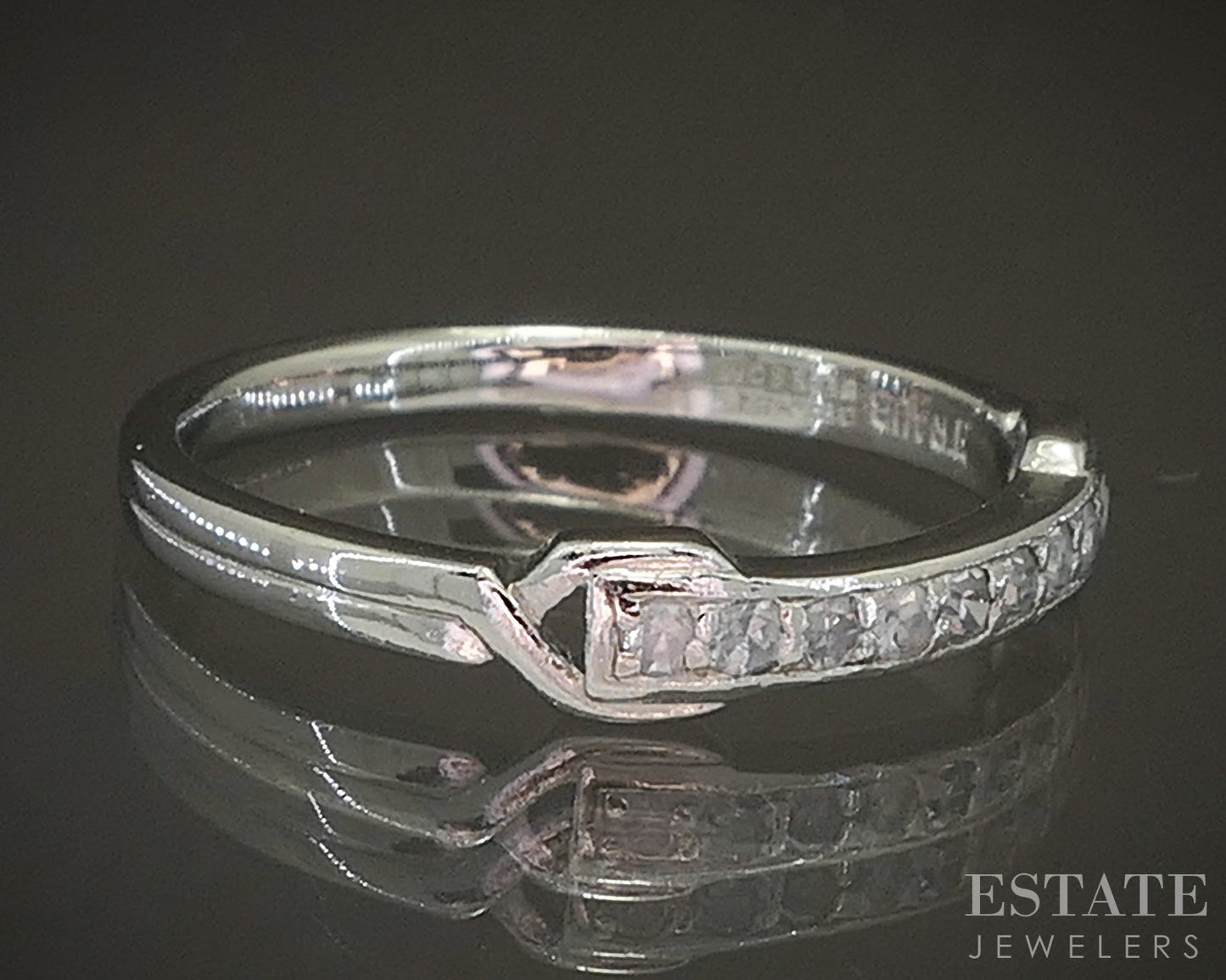 Antique Platinum Single Cut Natural .09ctw Diamond Ladies Wedding Band p18473