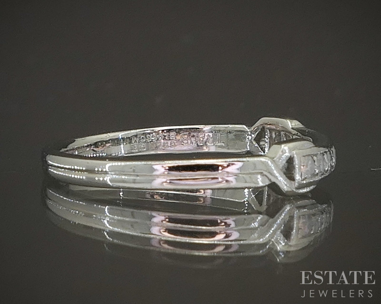 Antique Platinum Single Cut Natural .09ctw Diamond Ladies Wedding Band p18473
