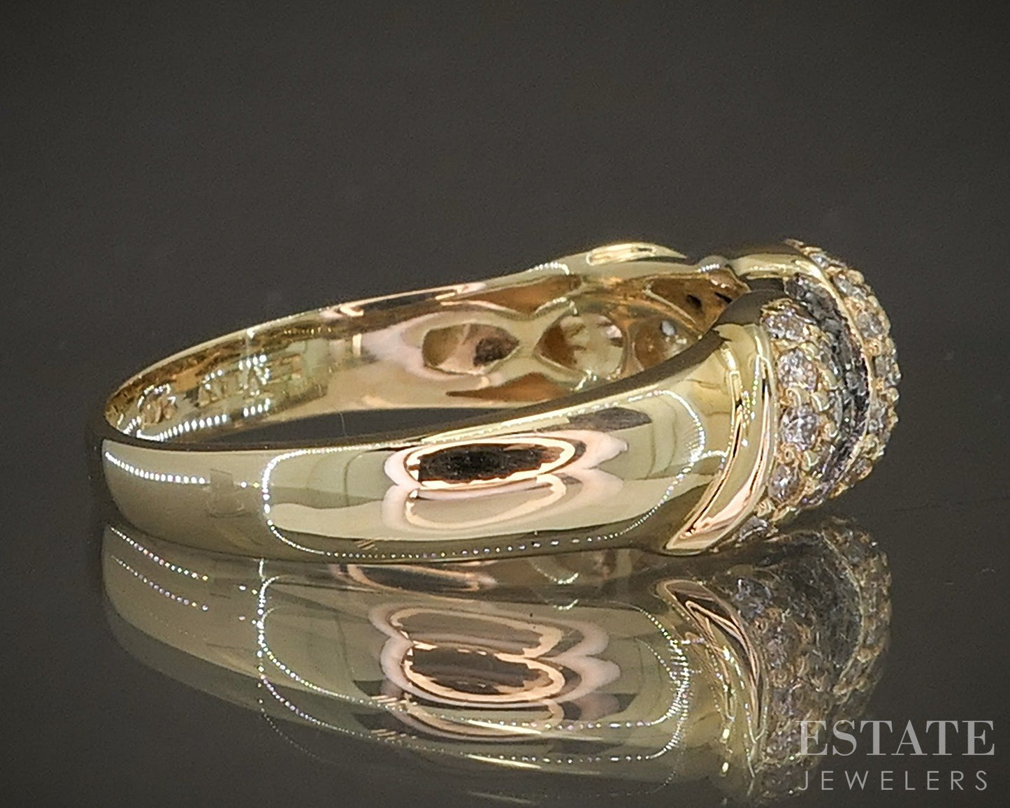 14k Honey Gold LeVian Natural .80ctw Chocolate & Vanilla Diamond Ring p18735