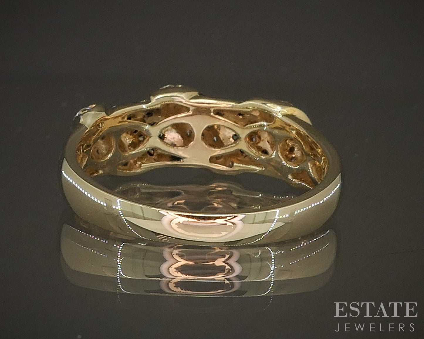 14k Honey Gold LeVian Natural .80ctw Chocolate & Vanilla Diamond Ring p18735