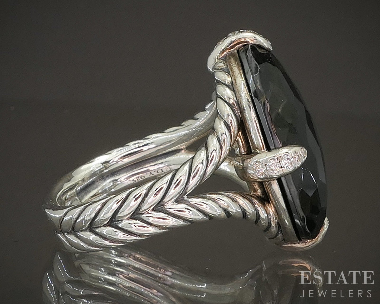 Sterling David Yurman Gray Orchid Hematite & Diamond Chatelaine Ring 9g p18291