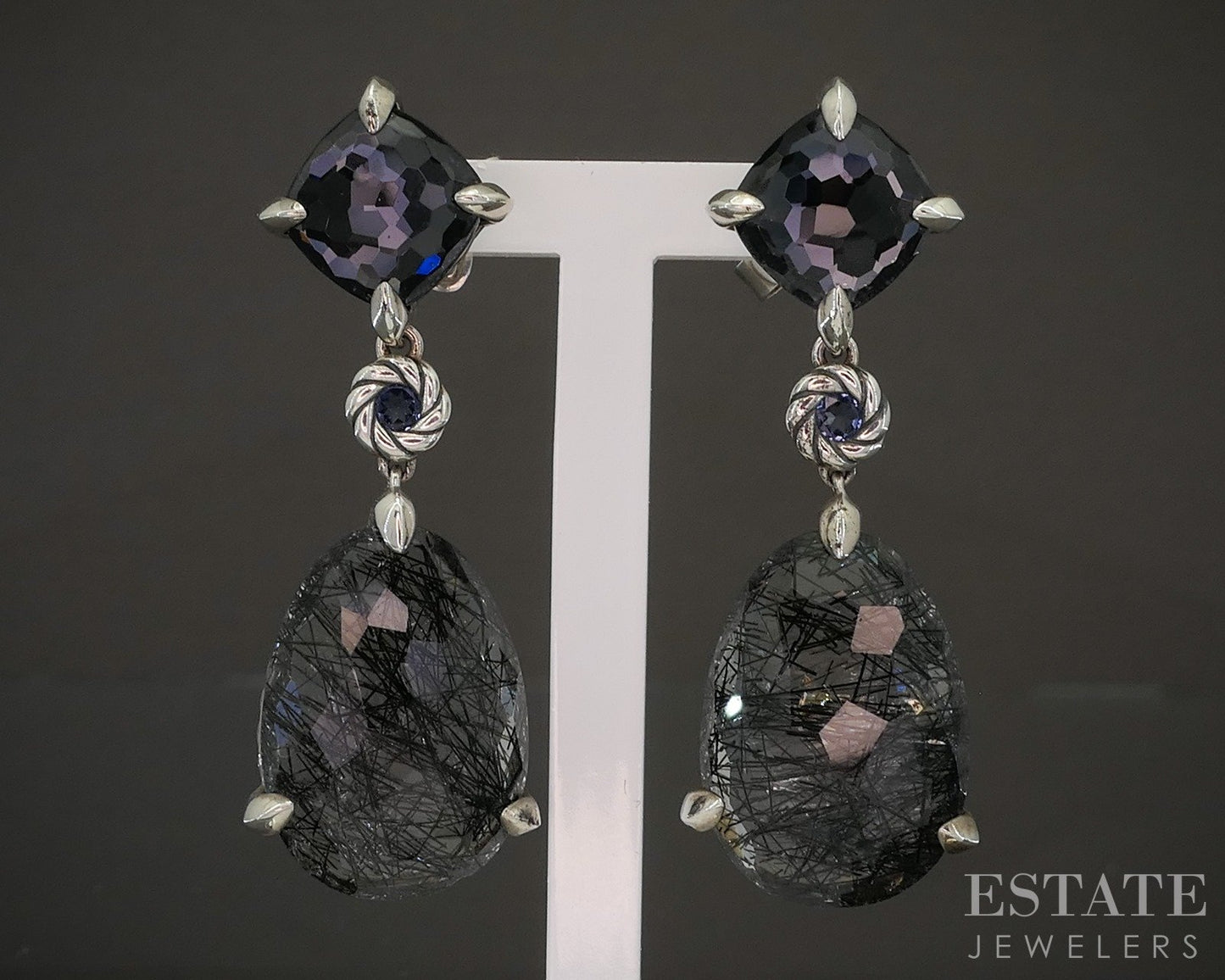 14k & Sterling David Yurman Black Orchid Quartz Chatelaine Earrings p18292