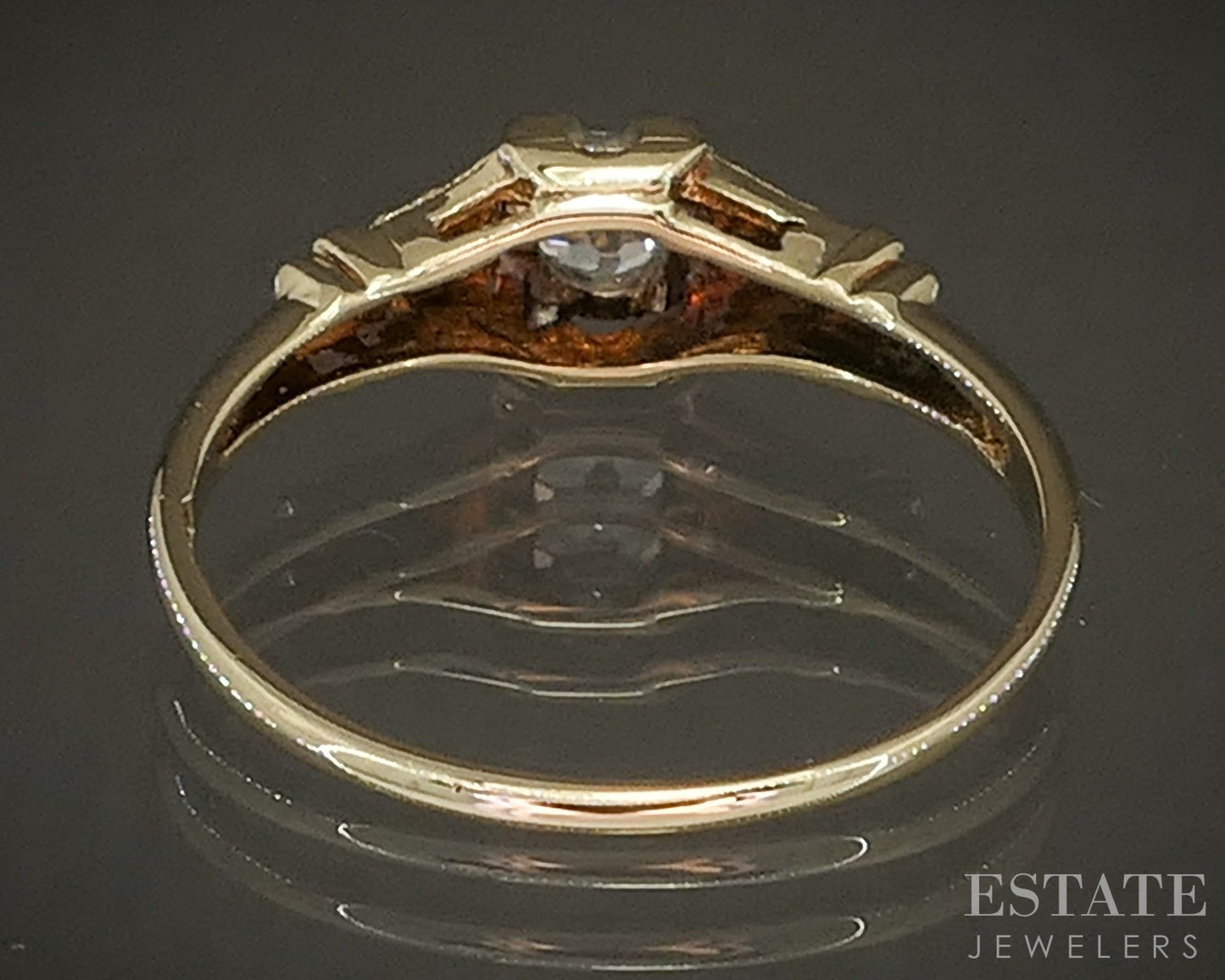 Antique 14k Yellow Gold OEC .10ct Diamond Solitaire Belcher Ring 2.4g i20228