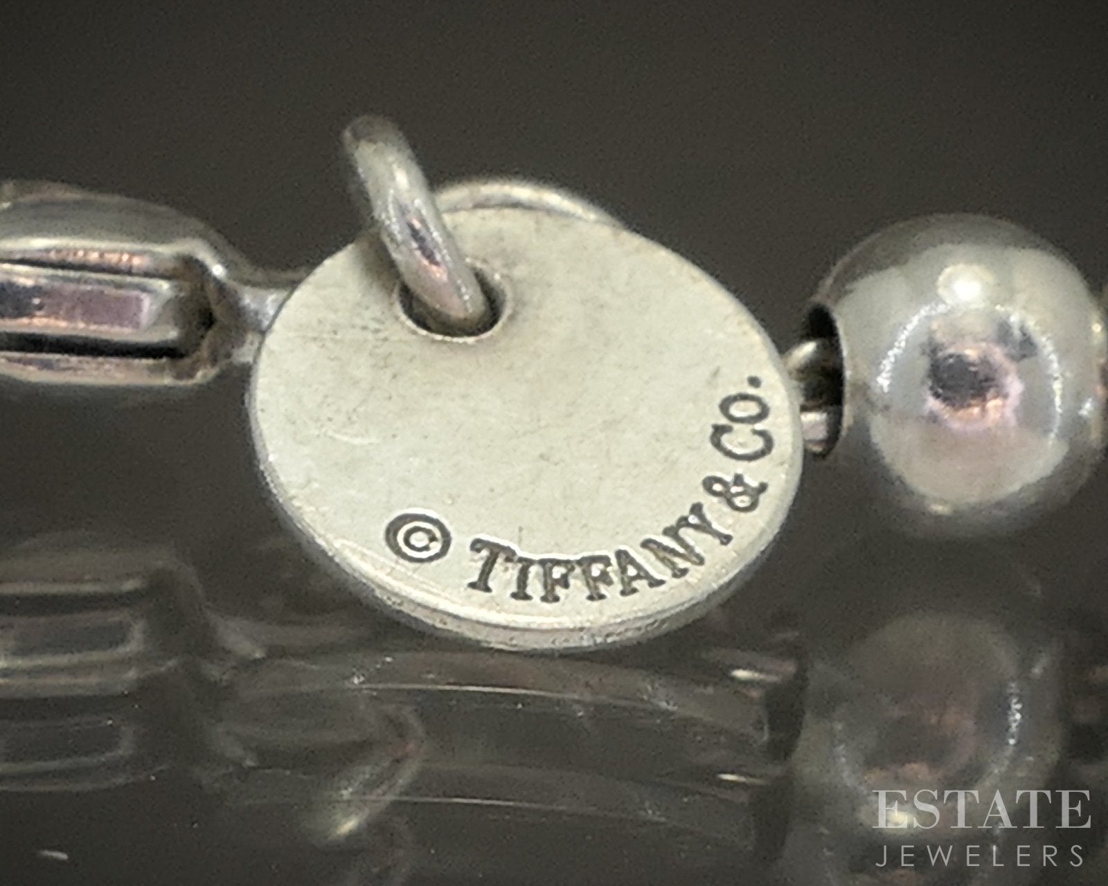 Sterling Silver Tiffany & Co. Blue Heart Tag Beaded Bracelet 5.8g