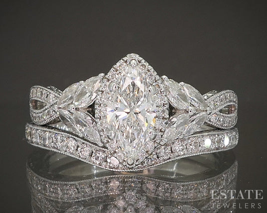 14k White Gold Marquise Natural 1.25ctw Diamond Neil Lane Wedding Set 8g p18589