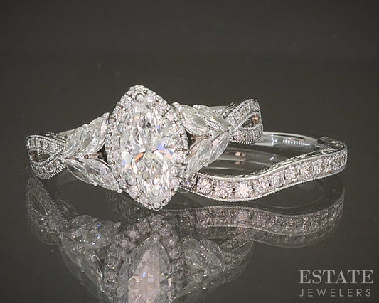 14k White Gold Marquise Natural 1.25ctw Diamond Neil Lane Wedding Set 8g p18589