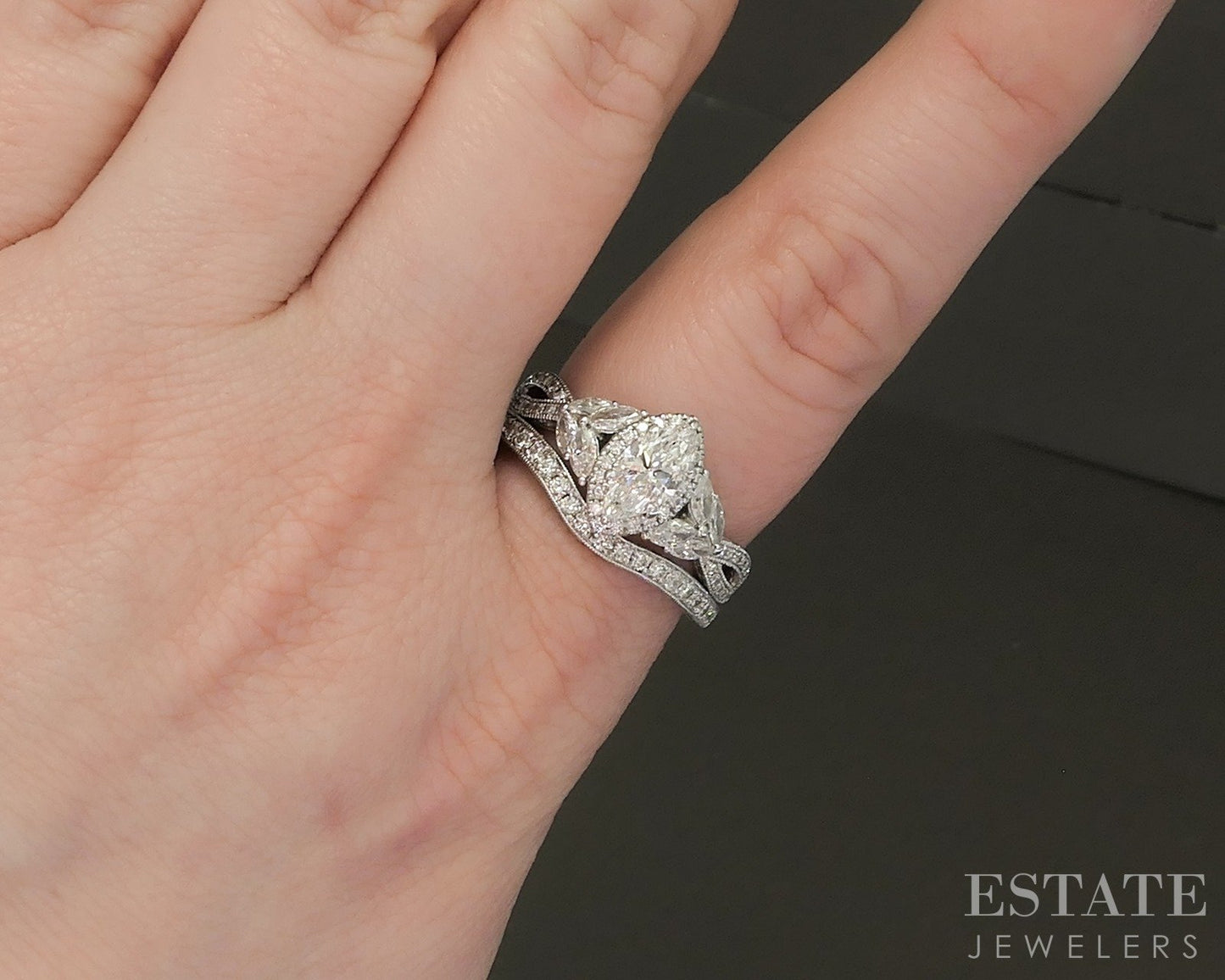 14k White Gold Marquise Natural 1.25ctw Diamond Neil Lane Wedding Set 8g p18589