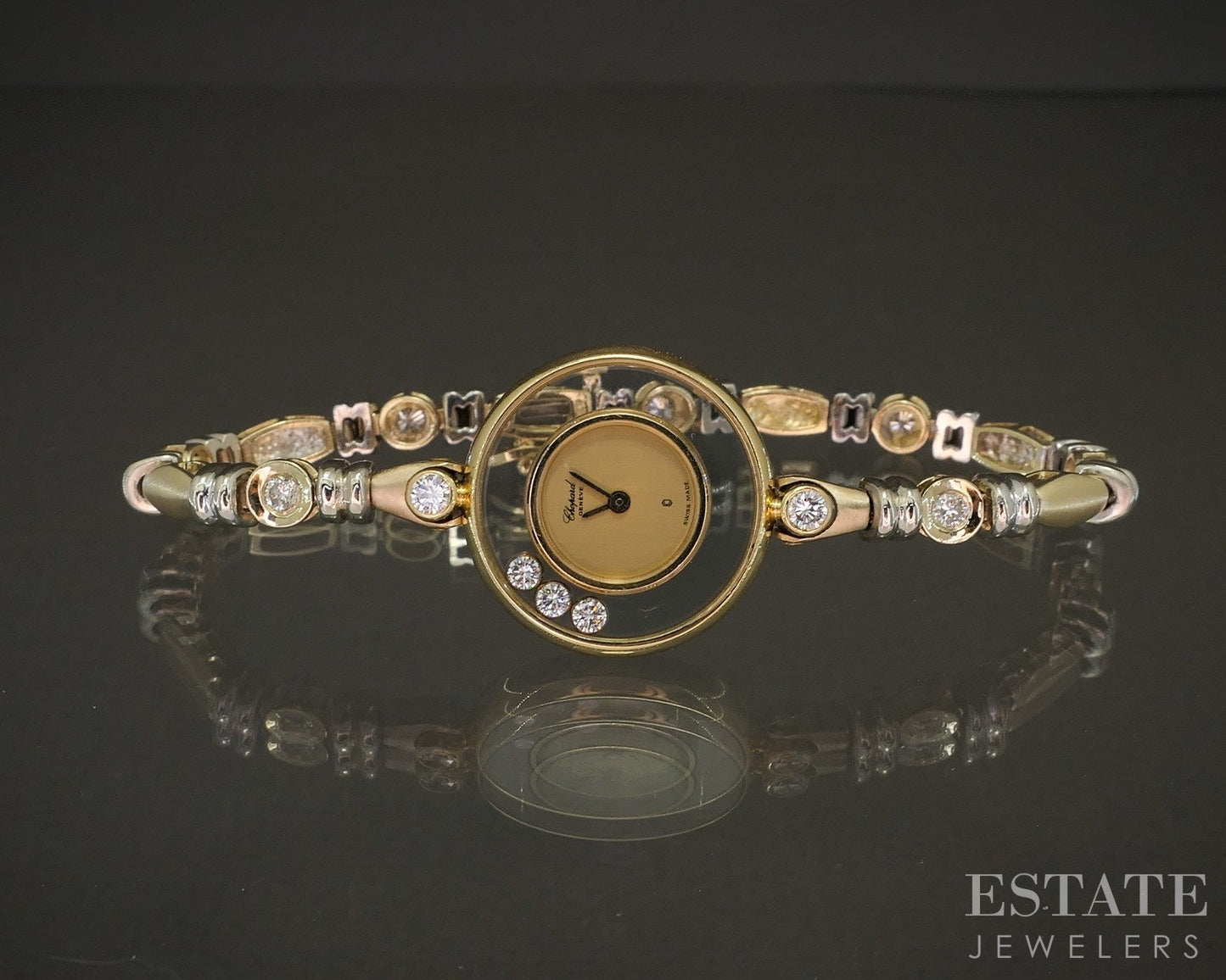 Chopard Happy Diamond 4709 18k & 14k Yellow Gold Ladies Watch p20330