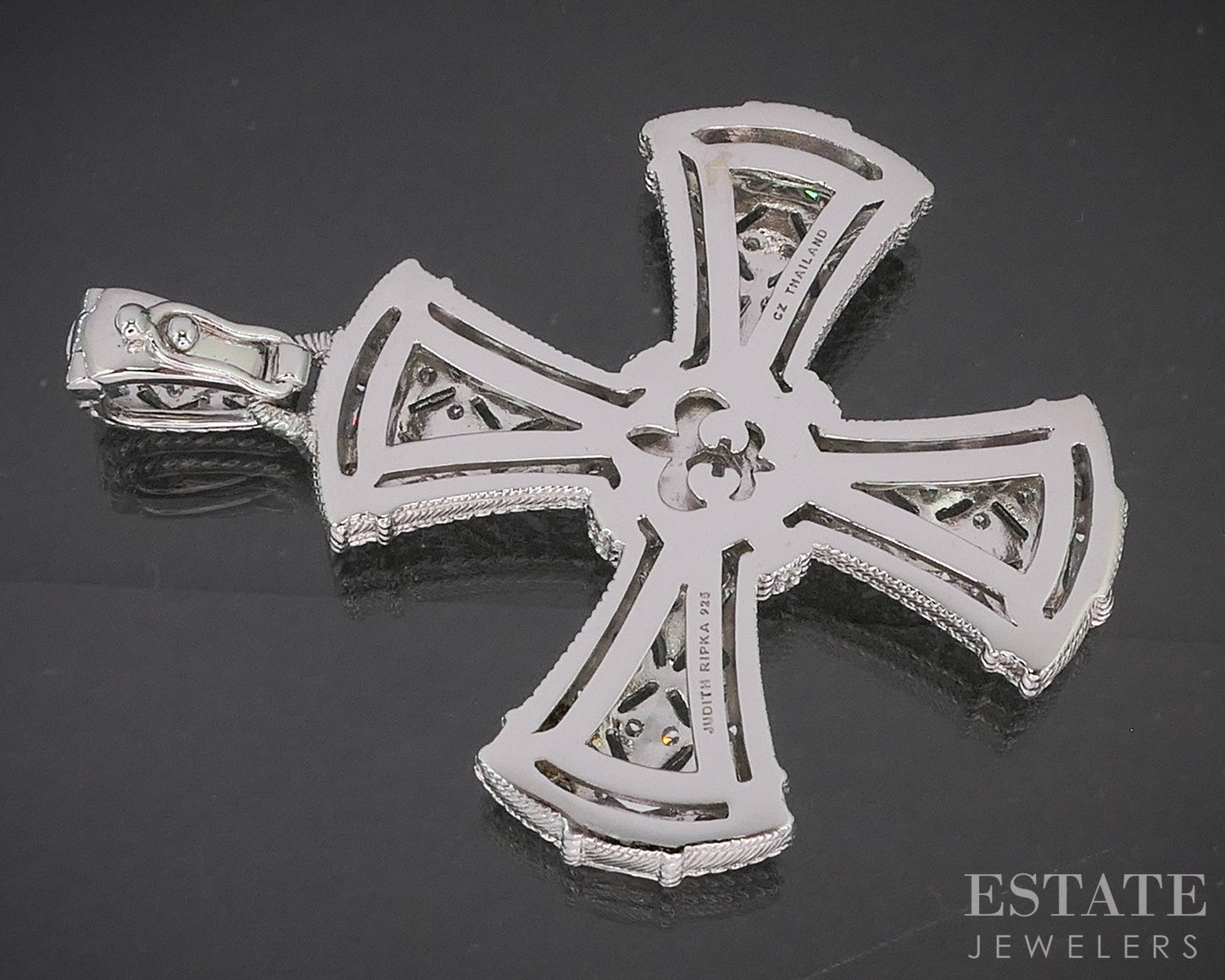Sterling Silver Judith Ripka CZ Maltese Cross Ladies Pendant 16.6g p22703