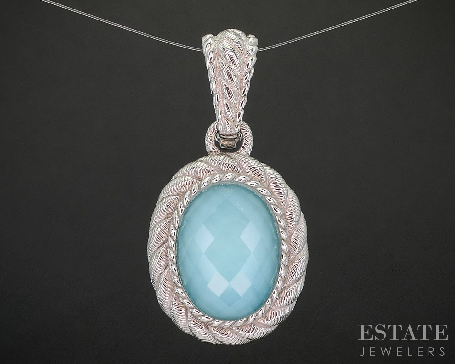 Sterling Judith Ripka Natural Turquoise Doublet Ladies Pendant 10g p22728