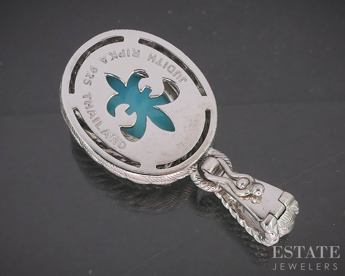 Sterling Judith Ripka Natural Turquoise Doublet Ladies Pendant 10g p22728