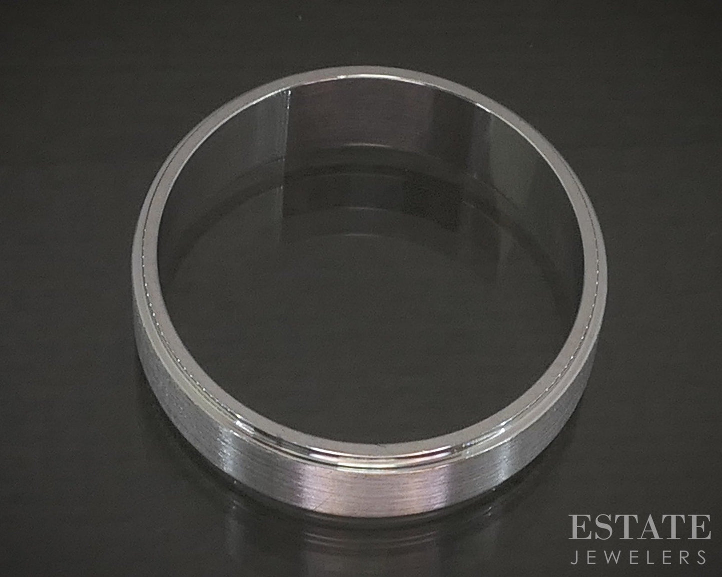 14k White Gold 6mm Brushed Bevel Mens Wedding Band 5.5g p22689