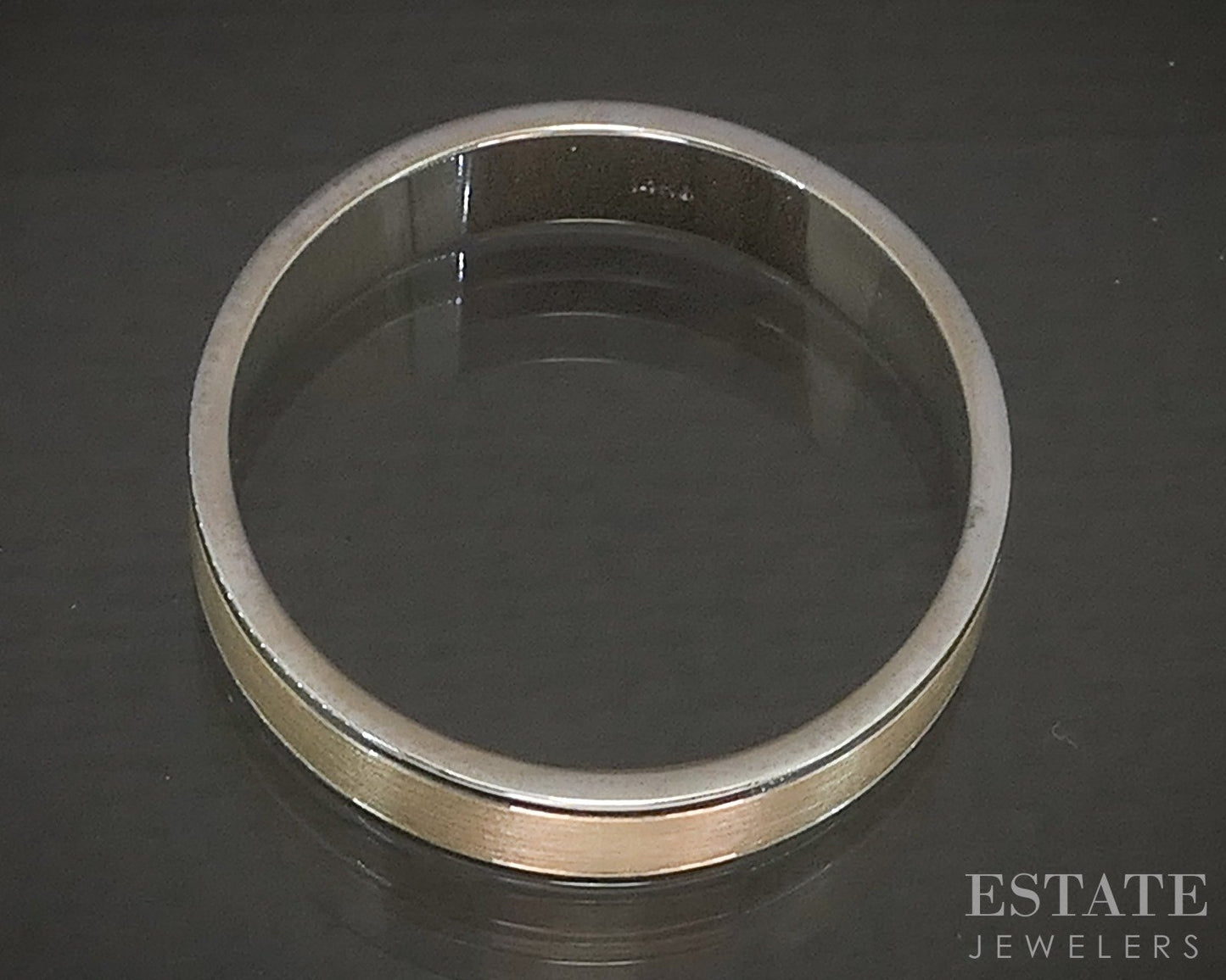 14k Yellow & White Gold 5mm Brushed Mens Wedding Band 5.0g p22690