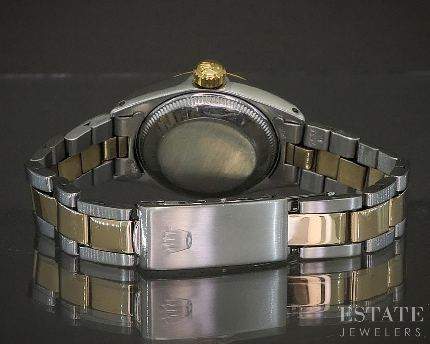 1971 Rolex Oyster Perpetual Date 6919 Two Tone Roman 24mm Ladies Watch p21886