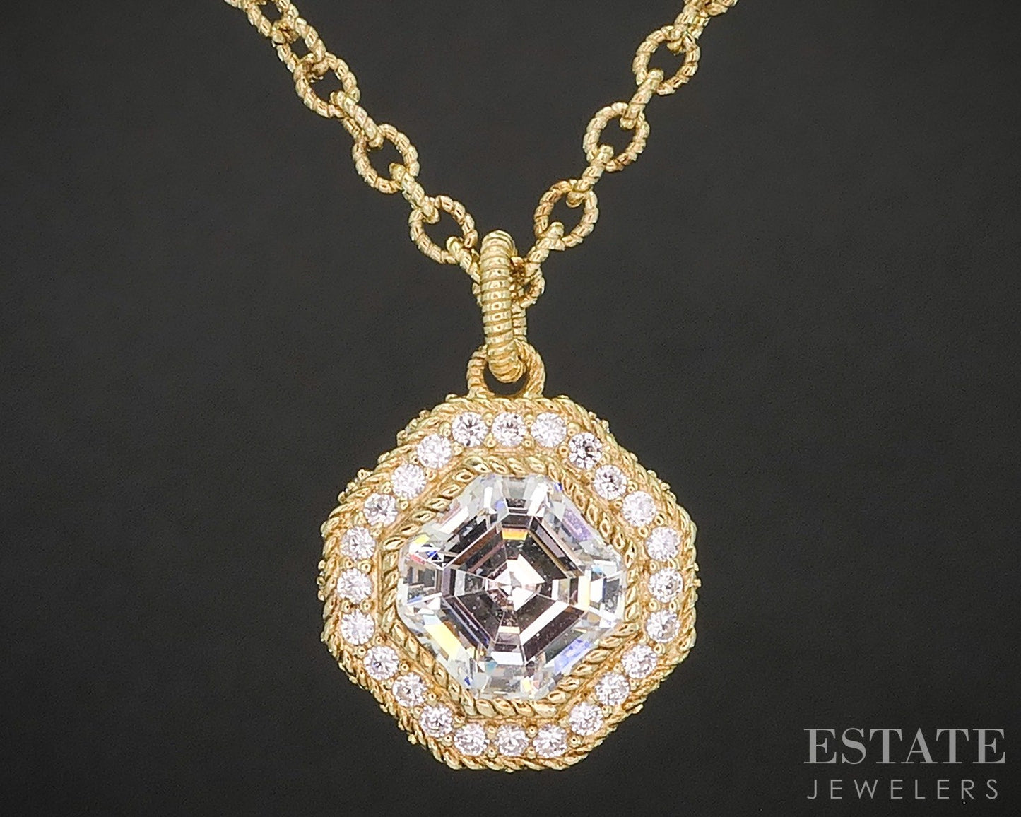Sterling Judith Ripka CZ Halo Cable Chain Necklace 12.3g 20"L p22808