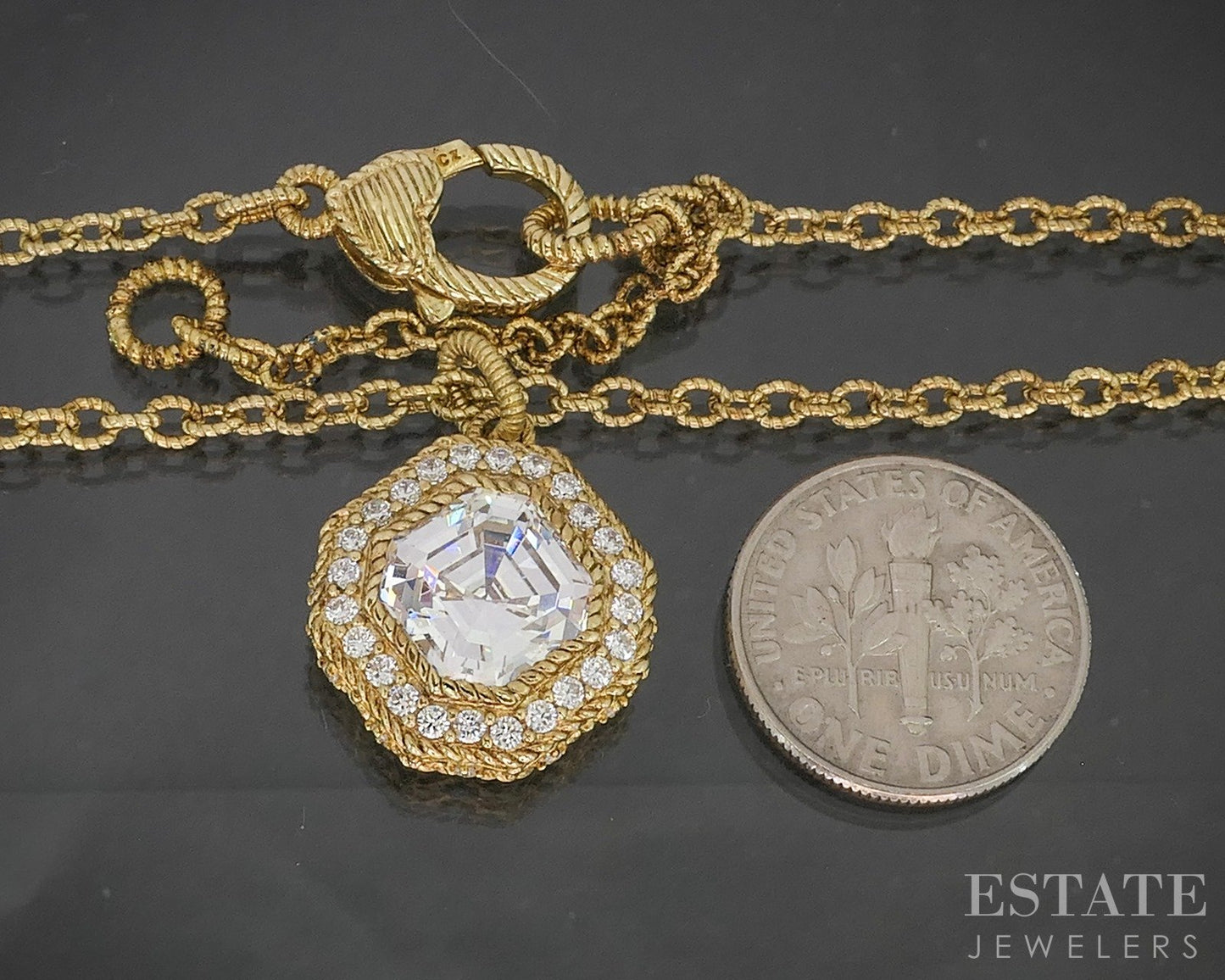 Sterling Judith Ripka CZ Halo Cable Chain Necklace 12.3g 20"L p22808